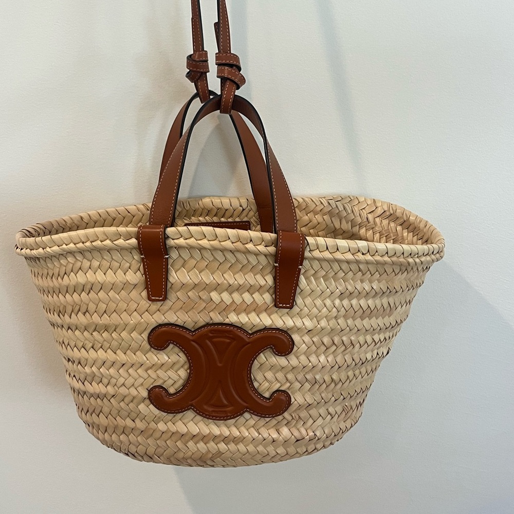 CELINE TEEN CLASSIC PANIER IN PALM LEAVES AND CALFSKIN - Picture 2 of 15